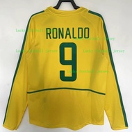 2002 Brazil World Cup Retro Long Sleeve Home Jersey Football Ronaldo Shirts