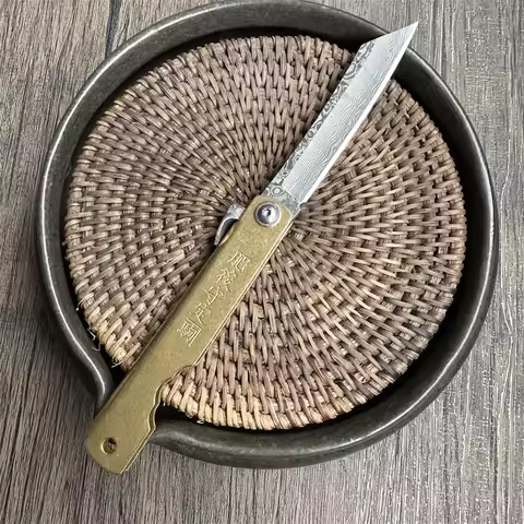 Higonokami Japanese Traditional Pocket Folding Knife VG10 Core 66 Layer Damascus Steel High Hardness