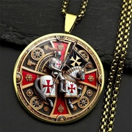 Knights Templar Cross Medal Pendant Necklace, Medieval Knight Faith Protection Jewelry, Vintage Allo