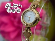 ⏱️SEIKO 副牌ALBA 雅伯錶|粉色愛心寶石金色古董錶#二手