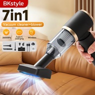 BKstyle 7in1 Wireless Car Vacuum Cleaner 26000Pa Cordless Vacuum Duster Blower Air Suction Handheld 