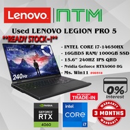 #LL318 USED LENOVO LEGION PRO 5 GAMINIG LAPTOP INTEL CORE I7-14650HX 16GB D5 1TB NVIDIA RTX4060 RTX 