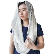 Mantilla Scarf/Mantila/Catholic Mass Veil/White Holly Infinity Veil