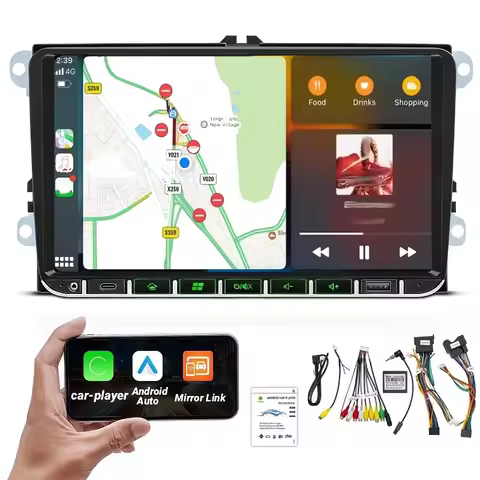 22.86 cm 2Din Car Stereo for VW/Skoda/Seat, Wireless Carplayer/Android Auto/BT MP5 Player with Touch