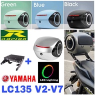 Combo Set Monorack Rapido Yamaha LC135 V2-V7+ Top Box Alien ABS Tail Box Siput 35L + LED Lighting Ac
