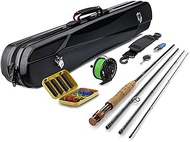 Magreel Fly Fishing Rod, Fly Rod and Reel Combo with Portable Lightweight 4 Piece Fly Fishing Rod 9ft, Aluminum Fly Reel, 12Pcs Fly Flies and Fishing Line Scissors with Travel Case