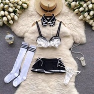 日本女孩復古角色扮演服裝性感JK制服裙套裝睡衣情趣條紋蝴蝶結百褶裙套裝