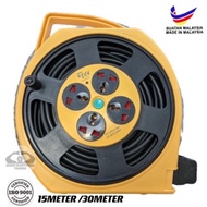15METER/30METER TENAGA 13AMP 4 GANG 1.25MMx3C  MULTI SOCKET EXTENSION REEL BOX