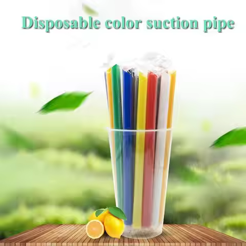 50PCS Disposable Jumbo Colored Straw Pearl Milk Tea Supplies Juice Party Drinking Bubble 19cm Drink 