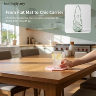 [T&B] Milk Tea Paaging Pouch Silicone Coffee Bag 2in1 Hollow Out Cup Mat Storage for Portable Trendy