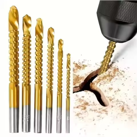 HSS Twist Drill Bits Set Titanium Coated Drill Bit 3-8mm Serrated Grooving Spiral Jagged Saw Drill B