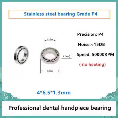 10Pcs Stainless Steel Dental Handpiece Bearing 4x6.5x1.3 mm for root canal apex locator 50000rpm no