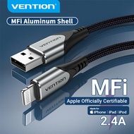 Vention MFI สายชาร์จไอโฟน Lightning ชาร์จข้อมูลได้อย่างรวดเร็ว2.4A สาย สายชาร์จเร็ว iPhone 14 Plus 13 12 11 X Pro Max iPad IPod Apple Fast Charging lightning to usb สายชาร์ทไอโฟน