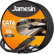 Jamesin Cat 6 Ethernet Cable Injection Molded Crystal Heads 50FT