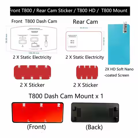For 70mai Dash Cam T800 Mount Sticker Static Stickers Suitable for t800 HD Soft Nano-coated Screen P