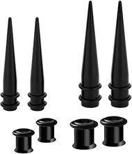 HEKEUOR 2 Pairs 1g 7mm + 9mm Steel Ear Screw Taper Tunnel Expander Stretching Kit Plugs Piercing