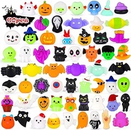 24PCS Halloween Mochi Squishy Toys for Kids Party Favors Halloween Treat Goody Bags Filler Gifts Pumpkin Ghost Spider Squishies Halloween Toys Halloween Decorations Stress Relief Toys for Adults
