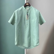 KEMEJA Peternation linen shirt plus short shanghai wangki sage green all variant regular fit kemeja 
