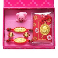 【童樂繪金飾】娃娃天使 黃金御守 幸福快樂禮盒5件組 重0.2錢