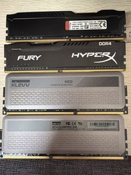 Klevv DDR 3 / HyperX Fury DDR4 記憶體 8GB x 4