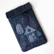 Denim tablet pouch, Kindle oasis cover, Quilted kindle case, Kindle oasis case