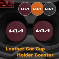 KIA Leather Car Cup Holder Coaster Dust-proof Protection Mat For Forte Cerato K3 EV6 GT Sportage Rio