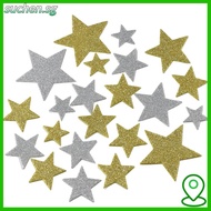 SUCHENSG 200pcs Sparkly Foam Stickers, Paper Silver and Gold Glitter Star Foam Stickers, Soft and Li