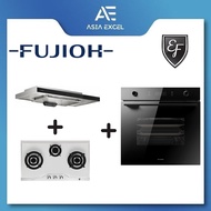 FUJIOH FR-MS2390R 90CM SLIMLINE HOOD + EF EFH 3763 TN VSB 3 BURNER STAINLESS STEEL GAS HOB + FUJIOH 