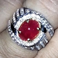 Ruby Burma red heat A memo GRI ring perak micro setting 