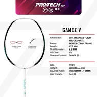 PROTECH Badminton Racket - GAMEZ V(4U)(MAX 36LBS)(FREE String + Grip + Bag)