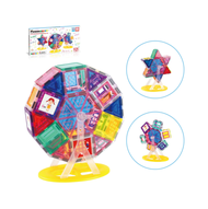 Picasso Tiles 63 Pc Magnetic Tile Ferris Wheel Building Playset ของเล่นสำหรับฝึกสมองแบบตัวต่อทำด้วยพ