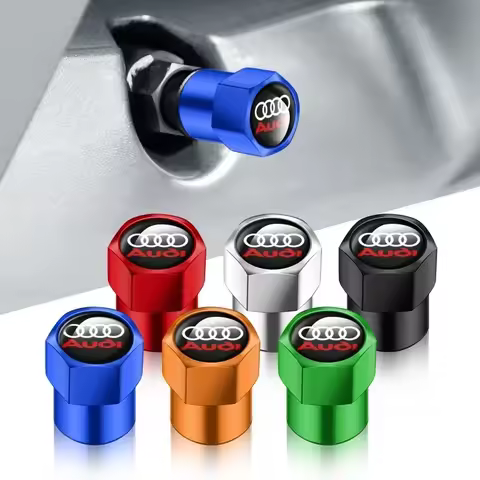 4Pcs Car Tire Valve Caps Metal Tyre Air Stems Cover For Audi Q5 Q3 Q2 Q7 A3 B5 B6 B7 B8 B9 8P A5 A4 