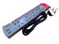 OPS 620USB 4G 13AMP TRAILING SOCKET + 2 USB PORT c/w NEON  (2 MTR WIRE)