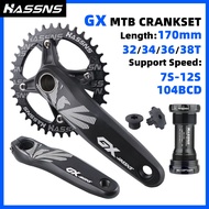 HASSNS GX Hollowtech Bike Crankset 104 BCD BottomBracket MTB Bicycle Crank+BB+Chainring