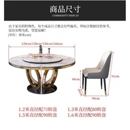 Italian Mild Luxury Marble Dining Tables and Chairs Set Modern Restaurant Dining Table with Turntable Large round Table Stone Plate Dining Table Home