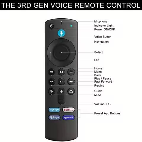 Replacement Voice Remote Control for Fire Stick TV 3rd Gen Smart TV Stick 4K MAX Lite Fire Cube Remo