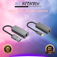 USB 3.0 & USB-C TO RJ45 GIGABIT ETHERNET NETWORK ADAPTER 100MBPS & 1000MBPS