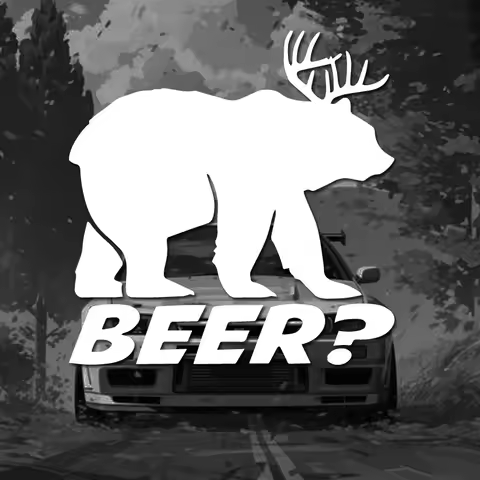 'BEER?' Stickers, Creative Bear & Deer Stickers, Cool and Funny for Cars Trucks Motorcycles