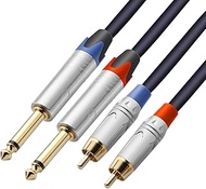 TISINO Dual 1/4 inch TS to Dual RCA Stereo Audio Interconnect Cable Patch Cords - 6.6 feet
