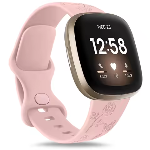 TPU Flower Engraved Band For Fitbit Versa 3/Versa 4 Strap Bracelet Sport Watchband For Fitbit Sense/