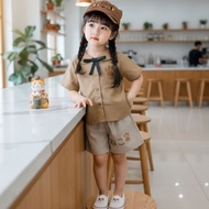 Mvkids 3In1 girls clothes SAFARI Neko korean style suit 1-5 years one set kids Outfit