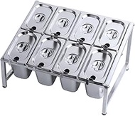 Stainless Steel Kitchen Commercial Spice Rack, Double Row Stainless Steel Storage Box Set, Suitable 