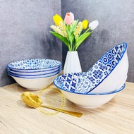 VINTAGE BLUE | FINE PORCELAIN 🇲🇾 9" Rice/Noodle/Salad Bowl (6pcs) Fine Porcelain Giacomo Dining Set 
