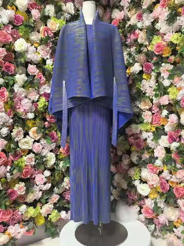 Spring Japanese-Style Pleated Issey Miyake Women's Set Batwing Sleeve Lace-Up Cropped Jacket + Chic 