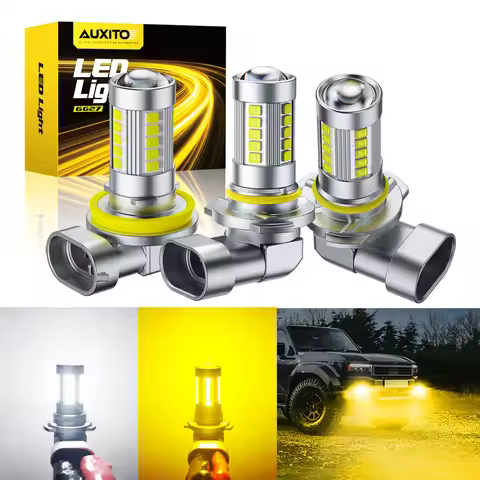 AUXITO 2Pcs Spotlight H8 H11 LED Bulb 9006 HB4 H10 LED Fog Lamp Projector Lens Bulb Kit Yellow White