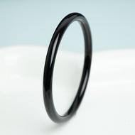 Fashion Natural Hetian Jade Black Round Thin Women Bangle with Certificate