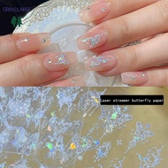 [GrandLarge] Laser Dazzling Aurora Butterfly Shape Paintings Nail Stier Enhancement Adhesive Nail De