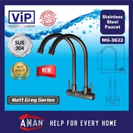 ViP SUS-304 Stainless Steel Matt Grey Double Wall Sink Tap Faucet Kitchen Faucet Sink Basin Water Tap Paip Air MG-3622