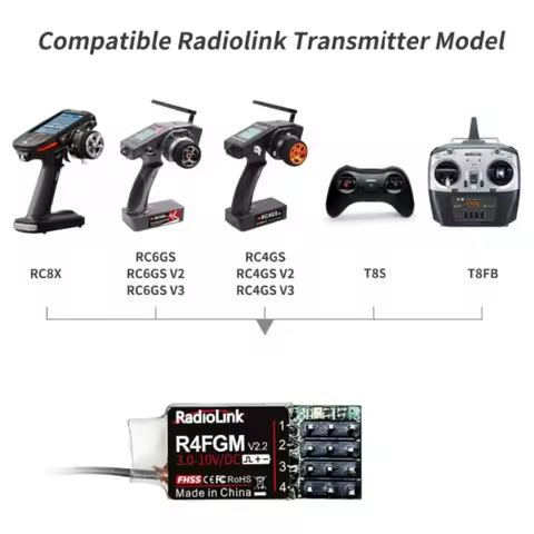 RadioLink RC Mini Receiver R4FGM 4CH Channels 2.4GHz PWM Output for RC Car 1:28 1:64 RC Pocket Drift
