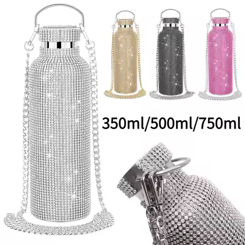 350ml/500ml/750ml NEW Bling Diamond Thermos Bottle Insulated Rhinestone Vacuum Cup Water Bottle Stai